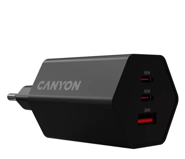 CANYON Ładowarka sieciowa HEXAGON 65 GaN 65W 2xPD 1xQC EU Czarna CND-CHAHEX65B - 1348440 - zdjęcie 3
